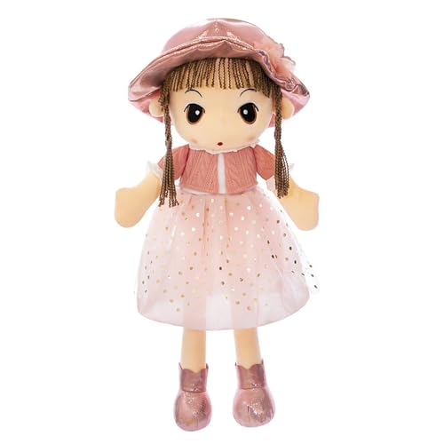 YJZQ Kleine Mädchen Puppen Niedliche Stoffpuppe Weiche Kuschelpuppe Baby Plüschtiere Kinder Plüsch Spielzeug Kleinkinder Schöne Plüschpuppe Schick Prinzessin Stofftiertiere 45cm von YJZQ