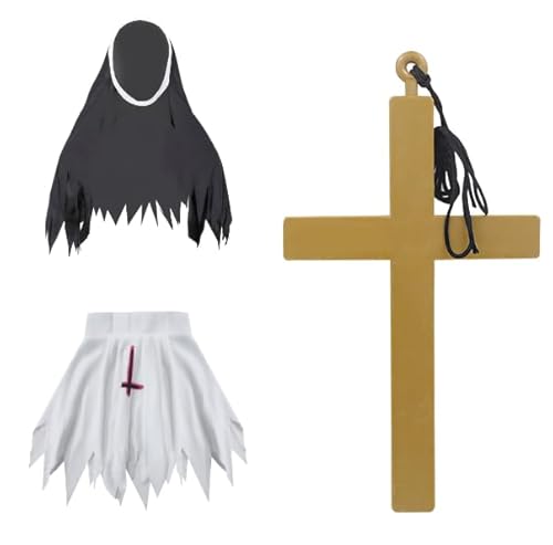 YJZQ Nonne Kostüm Damen Nonnen Outfit Zubehör mit Nonnen Kopfbedeckung, Schal, Kreuz Halskette Kloster Schwester Kleidung Rollenspiel Zubehör für Halloween, Karneval, Mottoparty, Cosplay YJZQ Nonne Kostüm Damen Nonnen Outfit Zubehör mit Nonnen Kopfbedeckung, Schal, Kreuz Halskette Kloster Schwester Kleidung Rollenspiel Zubehör für Halloween, Karneval, Mottoparty, Cosplay von YJZQ
