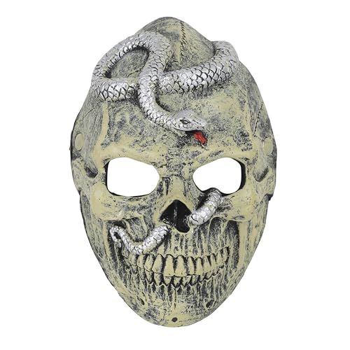 YJZQ Terror Totenkopfmaske Furchterregende Dämonenmaske Gruselige Schädelmaske mit Schlange Schaumstoff Medusa Maske Erwachsener Teufelsmaske für Halloween, Karneval, Cosplay von YJZQ