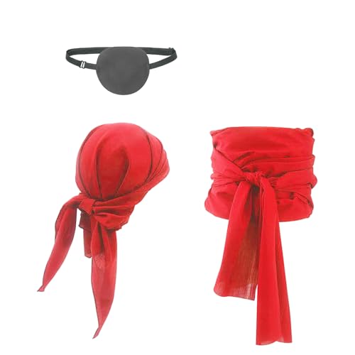 YJZQ Unisex Piratenkostüm Set Mittelalterliche Piraten Kopftuch, Gürtel, Augenklappen Set Renaissance Piratenkapitän Kostümzubehör Rollenspiel Requisiten für Halloween, Karneval, Cosplay YJZQ Unisex Piratenkostüm Set Mittelalterliche Piraten Kopftuch, Gürtel, Augenklappen Set Renaissance Piratenkapitän Kostümzubehör Rollenspiel Requisiten für Halloween, Karneval, Cosplay von YJZQ
