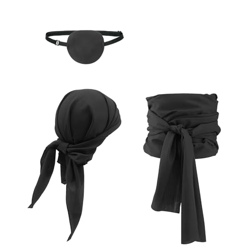 YJZQ Unisex Piratenkostüm Set Mittelalterliche Piraten Kopftuch, Gürtel, Augenklappen Set Renaissance Piratenkapitän Kostümzubehör Rollenspiel Requisiten für Halloween, Karneval, Cosplay YJZQ Unisex Piratenkostüm Set Mittelalterliche Piraten Kopftuch, Gürtel, Augenklappen Set Renaissance Piratenkapitän Kostümzubehör Rollenspiel Requisiten für Halloween, Karneval, Cosplay von YJZQ