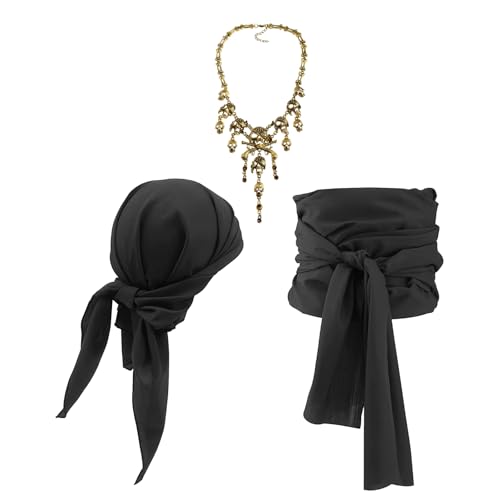 YJZQ Unisex Piratenkostüm Set Mittelalterliche Piraten Kopftuch, Gürtel, Halskette Set Renaissance Piratenkapitän Kostümzubehör Rollenspiel Requisiten für Halloween, Karneval, Cosplay YJZQ Unisex Piratenkostüm Set Mittelalterliche Piraten Kopftuch, Gürtel, Halskette Set Renaissance Piratenkapitän Kostümzubehör Rollenspiel Requisiten für Halloween, Karneval, Cosplay von YJZQ