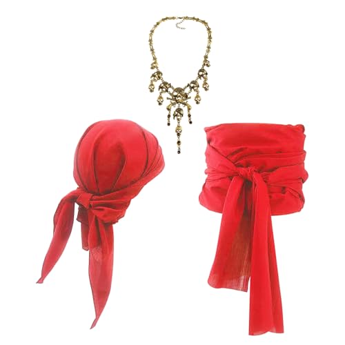 YJZQ Unisex Piratenkostüm Set Mittelalterliche Piraten Kopftuch, Gürtel, Halskette Set Renaissance Piratenkapitän Kostümzubehör Rollenspiel Requisiten für Halloween, Karneval, Cosplay YJZQ Unisex Piratenkostüm Set Mittelalterliche Piraten Kopftuch, Gürtel, Halskette Set Renaissance Piratenkapitän Kostümzubehör Rollenspiel Requisiten für Halloween, Karneval, Cosplay von YJZQ