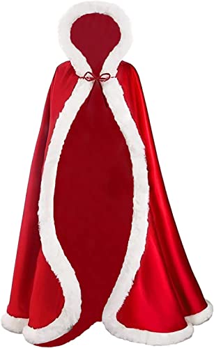 YJZQ Weihnachts-Umhang für Damen Weihnachten Santa Umhang mit Kapuze Weihnachtsmantel Cape Rot Samt Kapuzenmantel Rot Samt Umhang Roter umhang Verkleidung für Kinder Weihnachtskostüm Outfit von YJZQ