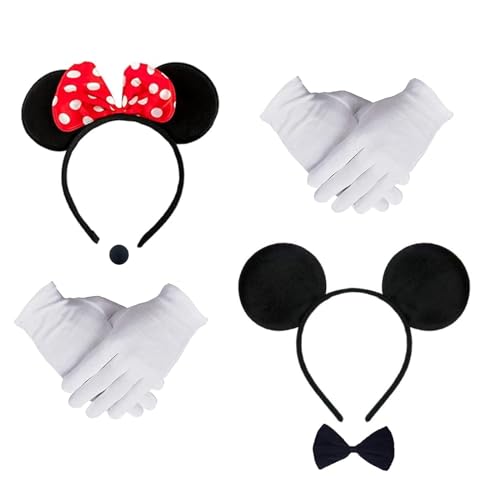 YKHSUAOU 2Stk Haarreifen mit Maus Ohren 2Stk weiße Handschuhe 2Stk Nase 1 Fliege Schleife Maus Mouse Kostüm für Halloween Karneval Cosplay Party YKHSUAOU 2Stk Haarreifen mit Maus Ohren 2Stk weiße Handschuhe 2Stk Nase 1 Fliege Schleife Maus Mouse Kostüm für Halloween Karneval Cosplay Party von YKHSUAOU