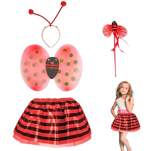 YKHSUAOU Marienkäfer Kostüm 4-teiliges Marienkäfer-Kostüm-Set Marienkäfer Kostüm Kinder mit Tüllrock Flügel Zauberstab und Haarreif Marienkäfer Kostüm Set für Kinder Karneval Cosplay YKHSUAOU Marienkäfer Kostüm 4-teiliges Marienkäfer-Kostüm-Set Marienkäfer Kostüm Kinder mit Tüllrock Flügel Zauberstab und Haarreif Marienkäfer Kostüm Set für Kinder Karneval Cosplay von YKHSUAOU