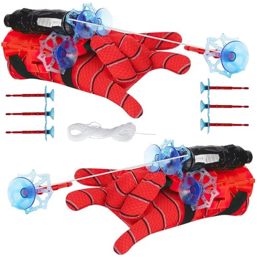 YKHSUAOU Super Spider Launcher,2 Set Kids Spider Hero Handschuhe, Spider Launcher Handschuhe,Spiderman Web Shooter, Launcher Spielzeug, Handgelenk Spielzeug Set, Cosplay Glove Launcher von YKHSUAOU