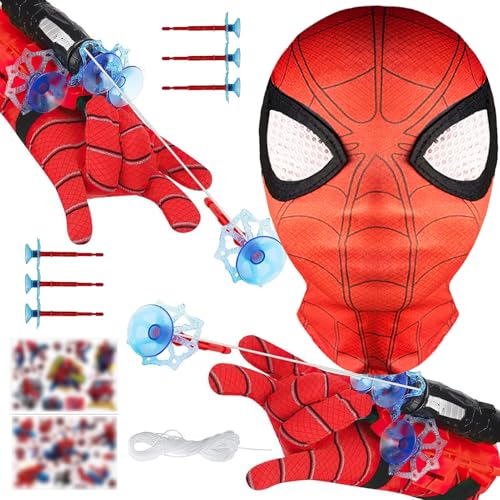 YKHSUAOU Super Spider Launcher,2 Set Kids Spider Hero Handschuhe, Spider Launcher Handschuhe,Spiderman Web Shooter, Launcher Spielzeug, Handgelenk Spielzeug Set, Cosplay Glove Launcher von YKHSUAOU