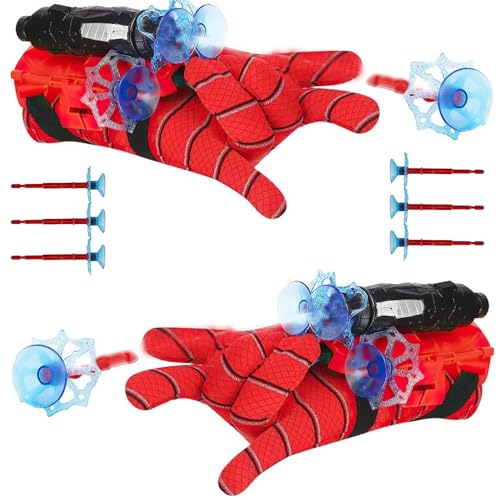 YKHSUAOU Super Spider Launcher,2 Set Kids Spider Hero Handschuhe, Spider Launcher Handschuhe,Spiderman Web Shooter, Launcher Spielzeug, Handgelenk Spielzeug Set, Cosplay Glove Launcher von YKHSUAOU