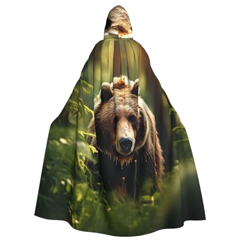 YKJJFVZ Bear Wallpapers3 Print Rogue Cosplay Erwachsene Halloween Hexe Kapuzenumhang Umhang Uni Kostüm für Horrorpartys Maskerade von YKJJFVZ