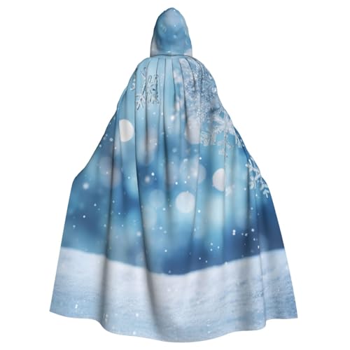YKJJFVZ Blaue Weihnachts-Schneeflocke 2 Druck Rogue Cosplay Erwachsene Halloween Hexe Kapuzenumhang Umhang Uni Kostüm für Horror-Partys Maskerade von YKJJFVZ