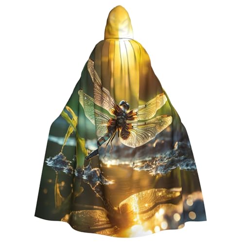 YKJJFVZ Dragonfly Print Rogue Cosplay Erwachsene Halloween Hexe Kapuzenumhang Umhang Uni Kostüm für Horrorpartys Maskerade von YKJJFVZ