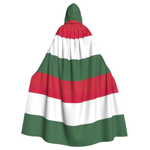 YKJJFVZ Flagge von Ungarn, bedruckt, Rogue Cosplay, Erwachsene, Halloween, Hexe, Kapuzenumhang, Uni-Kostüm für Horror-Partys, Maskerade von YKJJFVZ