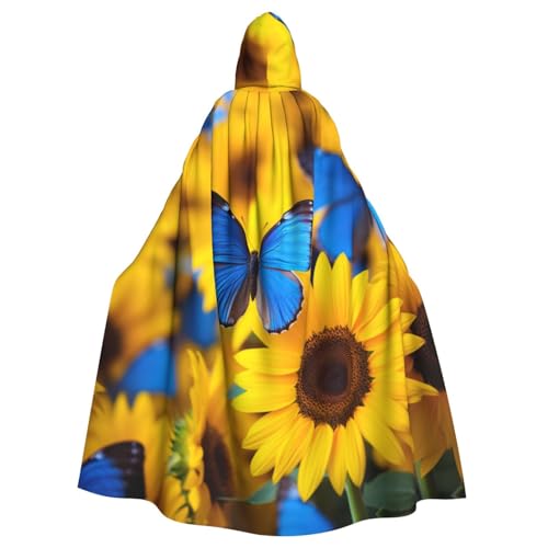 YKJJFVZ Gelbe Sonnenblumen mit blauen Schmetterlingen, 1 Druck, Rogue, Cosplay, Erwachsene, Halloween, Hexe, Kapuzenumhang, Uni-Kostüm für Horror-Partys, Maskerade YKJJFVZ Gelbe Sonnenblumen mit blauen Schmetterlingen, 1 Druck, Rogue, Cosplay, Erwachsene, Halloween, Hexe, Kapuzenumhang, Uni-Kostüm für Horror-Partys, Maskerade von YKJJFVZ