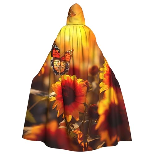 YKJJFVZ Gelbe Sonnenblumen mit rotem Schmetterling, 1 Druck, Rogue, Cosplay, Erwachsene, Halloween, Hexe, Kapuzenumhang, Uni-Kostüm für Horror-Partys, Maskerade YKJJFVZ Gelbe Sonnenblumen mit rotem Schmetterling, 1 Druck, Rogue, Cosplay, Erwachsene, Halloween, Hexe, Kapuzenumhang, Uni-Kostüm für Horror-Partys, Maskerade von YKJJFVZ