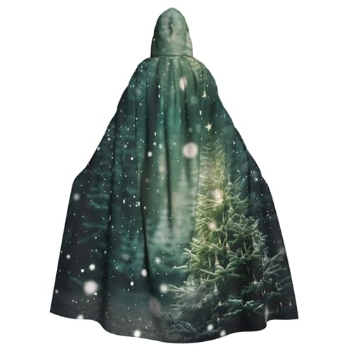 YKJJFVZ Grüner Weihnachtsbaum-Druck, Rogue Cosplay, Erwachsene, Halloween, Hexe, Kapuzenumhang, Umhang, Uni-Kostüm für Horror-Partys, Maskerade von YKJJFVZ