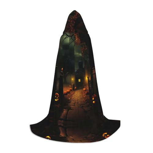 YKJJFVZ Gruseliger Halloween-Druck, Mittelalter- und Renaissance-Umhang mit Kapuze, Zauberer, Vampir und Halloween-Kostüme von YKJJFVZ