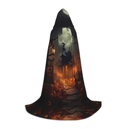 YKJJFVZ Gruseliger Halloween-Druck, Mittelalter- und Renaissance-Umhang mit Kapuze, Zauberer, Vampir und Halloween-Kostüme von YKJJFVZ