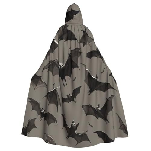 YKJJFVZ Halloween Fledermäuse grauer Druck Rogue Cosplay Erwachsene Halloween Hexe Kapuzenumhang Umhang Uni Kostüm für Horrorpartys Maskerade von YKJJFVZ