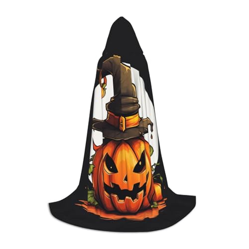 YKJJFVZ Halloween-Umhang mit süßem Kürbisdruck, Mittelalter und Renaissance, mit Kapuze, Zauberer, Vampir und Halloween-Kostüm von YKJJFVZ