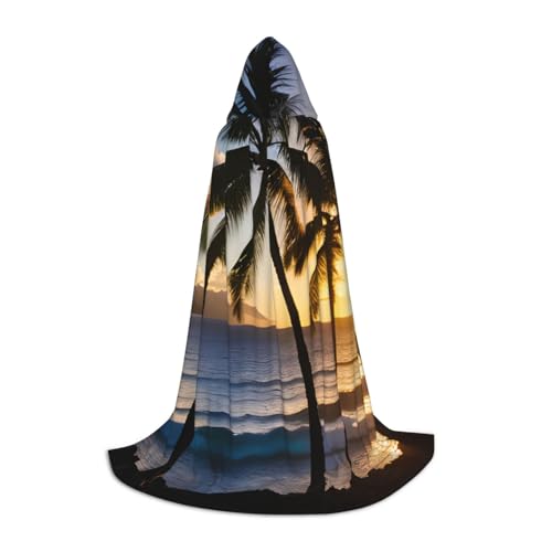 YKJJFVZ Hawaii-Sonnenstrahlen-Druck, Mittelalter- und Renaissance-Umhang mit Kapuze, Zauberer, Vampir und Halloween-Kostüme von YKJJFVZ
