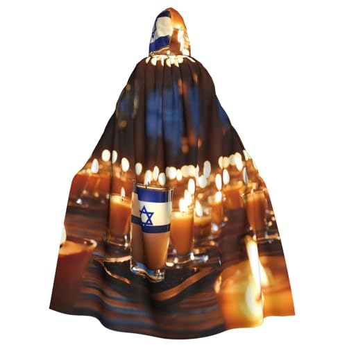 YKJJFVZ Israelischer Flaggen-Druck, Rogue Cosplay, Erwachsene, Halloween, Hexe, Kapuzenumhang, Umhang, Uni-Kostüm für Horror-Partys, Maskerade von YKJJFVZ