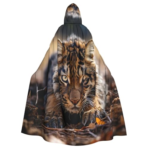 YKJJFVZ Kapuzenumhang mit Kapuze und Tiger-Druck, für Erwachsene, Halloween, Hexe, Uni-Kostüm für Horror-Partys, Maskerade von YKJJFVZ