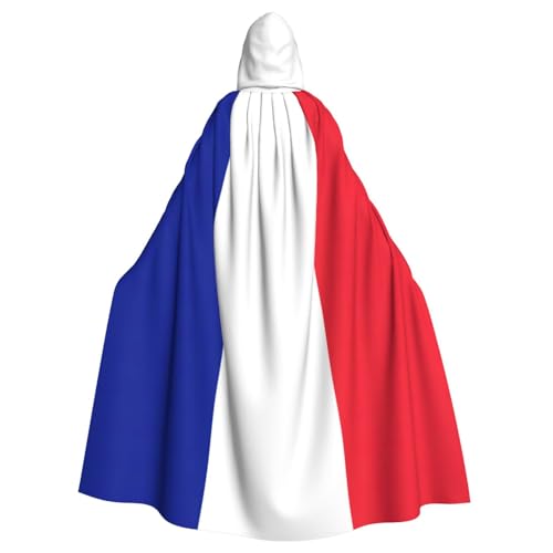 YKJJFVZ Kapuzenumhang mit französischer Flagge, Cosplay, Erwachsene, Halloween, Hexe, Umhang, Uni-Kostüm für Horror-Partys, Maskerade von YKJJFVZ