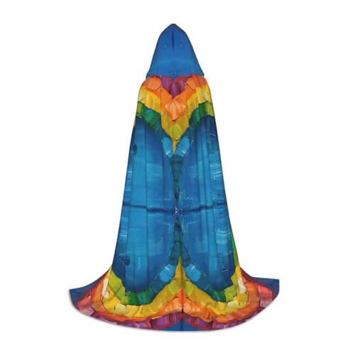 YKJJFVZ Kleiner Regenbogen-Druck, Mittelalter- und Renaissance-Umhang mit Kapuze, Zauberer, Vampir und Halloween-Kostüme von YKJJFVZ