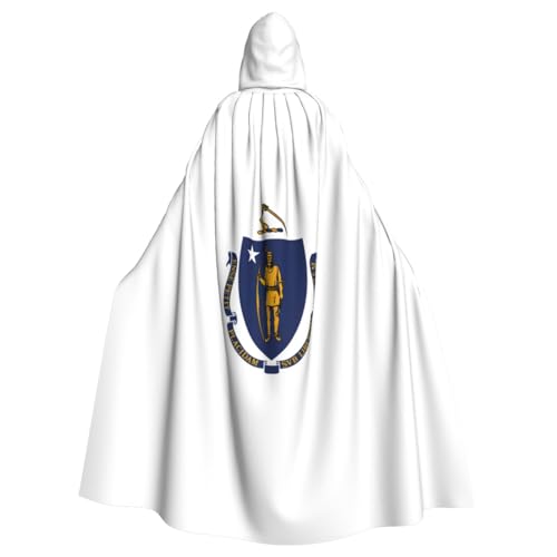 YKJJFVZ Massachusetts Umhang mit Kapuze und Flaggen-Druck, für Erwachsene, Halloween, Hexe, Uni-Kostüm für Horror-Partys, Maskerade von YKJJFVZ