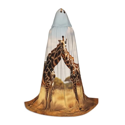 YKJJFVZ Mittelalter- und Renaissance-Umhang mit Kapuze, Zauberer, Vampir und Halloween-Kostüme mit Zebra- und Giraffen-Aufdruck von YKJJFVZ