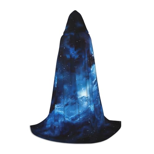 YKJJFVZ Mittelalter- und Renaissance-Umhang mit blauer Galaxie, mit Kapuze, Zauberer, Vampir und Halloween-Kostüm von YKJJFVZ