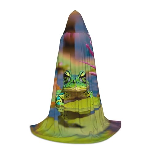 YKJJFVZ Mittelalter- und Renaissance-Umhang mit niedlichem Froschdruck, mit Kapuze, Zauberer, Vampir und Halloween-Kostüm YKJJFVZ Mittelalter- und Renaissance-Umhang mit niedlichem Froschdruck, mit Kapuze, Zauberer, Vampir und Halloween-Kostüm von YKJJFVZ