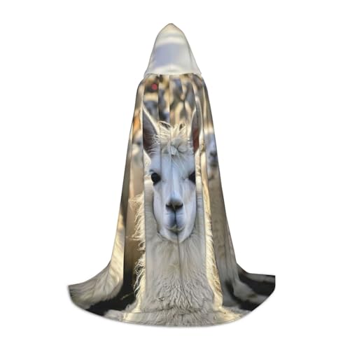 YKJJFVZ Mittelalter- und Renaissance-Umhang mit niedlichem Lama-Druck, mit Kapuze, Zauberer, Vampir und Halloween-Kostüm von YKJJFVZ