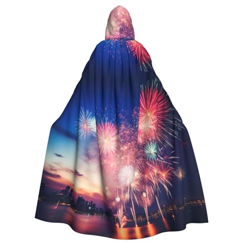 YKJJFVZ Pyrotechnik-Druck, Rogue, Cosplay, Erwachsene, Halloween, Hexe, Kapuzenumhang, Umhang, Uni-Kostüm für Horror-Partys, Maskerade von YKJJFVZ
