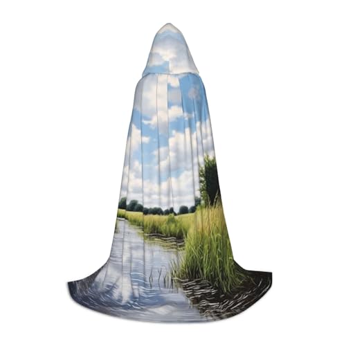 YKJJFVZ Reeds By The River Mittelalter- und Renaissance-Umhang mit Kapuze, Zauberer, Vampir und Halloween-Kostüme von YKJJFVZ
