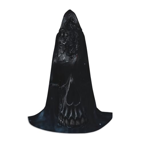 YKJJFVZ Schwarzer Totenkopf-Druck, Mittelalter- und Renaissance-Umhang mit Kapuze, Zauberer, Vampir und Halloween-Kostüme YKJJFVZ Schwarzer Totenkopf-Druck, Mittelalter- und Renaissance-Umhang mit Kapuze, Zauberer, Vampir und Halloween-Kostüme von YKJJFVZ