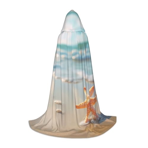 YKJJFVZ Strandumhang mit Seestern-Druck, Mittelalter- und Renaissance-Umhang mit Kapuze, Zauberer, Vampir und Halloween-Kostüm YKJJFVZ Strandumhang mit Seestern-Druck, Mittelalter- und Renaissance-Umhang mit Kapuze, Zauberer, Vampir und Halloween-Kostüm von YKJJFVZ