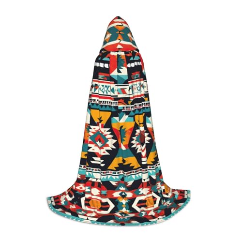YKJJFVZ Umhang mit Indianer-Muster, Mittelalter und Renaissance, mit Kapuze, Zauberer, Vampir und Halloween-Kostüm von YKJJFVZ
