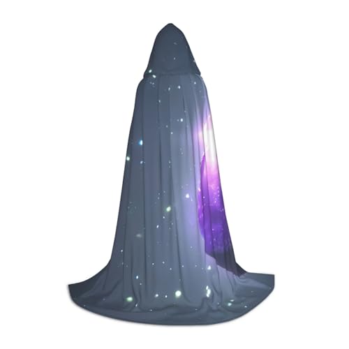 YKJJFVZ Umhang mit Kapuze, Galaxie, Sternenhimmel, violett, Sternenmotiv, Mittelalter und Renaissance, Zauberer, Vampir-Kostüme, Schwarz, L von YKJJFVZ