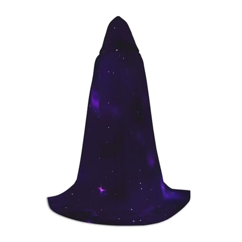YKJJFVZ Umhang mit Kapuze, Galaxie, Sternenhimmel, violett, Sternenmotiv, Mittelalter und Renaissance, Zauberer, Vampir-Kostüme, Schwarz, L von YKJJFVZ