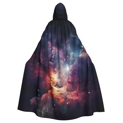 YKJJFVZ Umhang mit Kapuze, Galaxie-Wolkendruck, Cosplay, Erwachsene, Halloween, Hexe, Umhang, Uni-Kostüm für Horror-Partys, Maskerade von YKJJFVZ