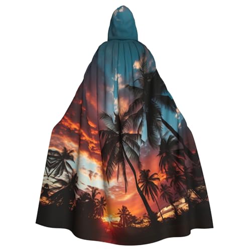YKJJFVZ Umhang mit Kapuze, Motiv: Sonnenuntergang, bunte Wolken, Palme, 1 Druck, Rogue, Cosplay, Erwachsene, Halloween, Hexe, Kapuzenumhang, Uni-Kostüm für Horror-Partys, Maskerade YKJJFVZ Umhang mit Kapuze, Motiv: Sonnenuntergang, bunte Wolken, Palme, 1 Druck, Rogue, Cosplay, Erwachsene, Halloween, Hexe, Kapuzenumhang, Uni-Kostüm für Horror-Partys, Maskerade von YKJJFVZ