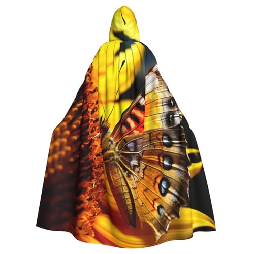 YKJJFVZ Umhang mit Kapuze, Schmetterlings-Motiv, für Erwachsene, Halloween, Hexe, Umhang, Uni-Kostüm für Horror-Partys, Maskerade von YKJJFVZ