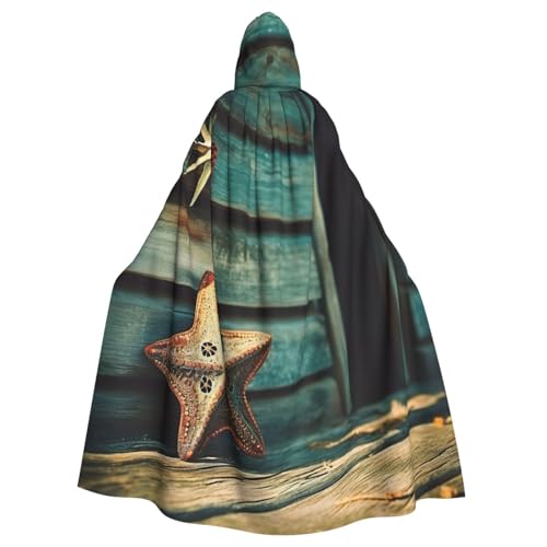 YKJJFVZ Umhang mit Kapuze aus Holz, Seestern-Druck, für Erwachsene, Halloween, Hexe, Uni, Kostüm für Horror-Partys, Maskerade von YKJJFVZ