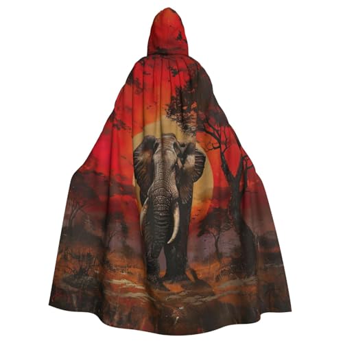 YKJJFVZ Umhang mit Kapuze und Elefanten-Sonnenuntergang-Druck, für Erwachsene, Halloween, Hexe, Uni-Kostüm für Horror-Partys, Maskerade YKJJFVZ Umhang mit Kapuze und Elefanten-Sonnenuntergang-Druck, für Erwachsene, Halloween, Hexe, Uni-Kostüm für Horror-Partys, Maskerade von YKJJFVZ