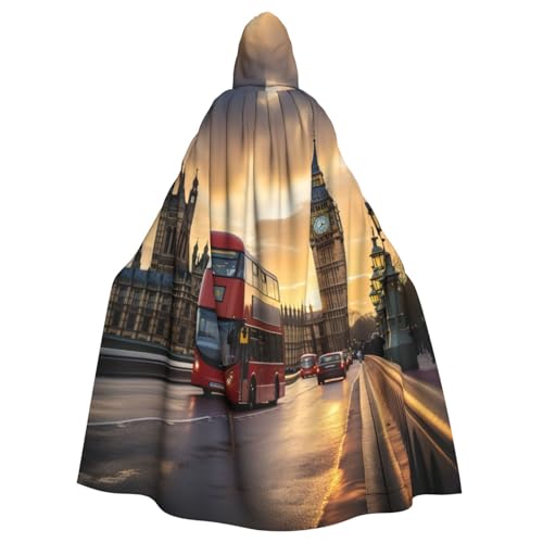YKJJFVZ Umhang mit Kapuze und England-Symbol-Druck, für Erwachsene, Halloween, Hexe, Uni-Kostüm für Horror-Partys, Maskerade von YKJJFVZ