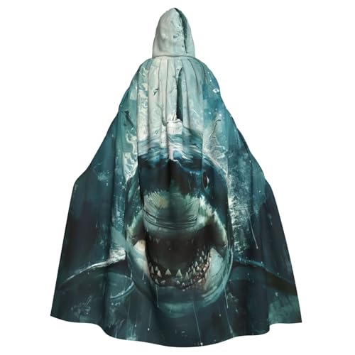 YKJJFVZ Umhang mit Kapuze und Hai-Aufdruck, für Erwachsene, Halloween, Hexe, Uni, Kostüm für Horror-Partys, Maskerade YKJJFVZ Umhang mit Kapuze und Hai-Aufdruck, für Erwachsene, Halloween, Hexe, Uni, Kostüm für Horror-Partys, Maskerade von YKJJFVZ