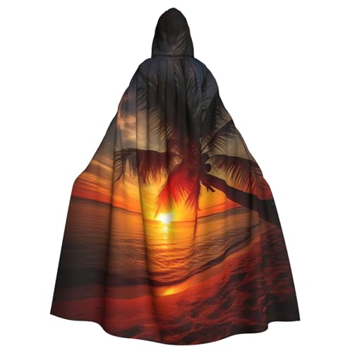 YKJJFVZ Umhang mit Kapuze und Palmen-Sonnenuntergang-Druck, für Erwachsene, Halloween, Hexe, Uni-Kostüm für Horror-Partys, Maskerade YKJJFVZ Umhang mit Kapuze und Palmen-Sonnenuntergang-Druck, für Erwachsene, Halloween, Hexe, Uni-Kostüm für Horror-Partys, Maskerade von YKJJFVZ