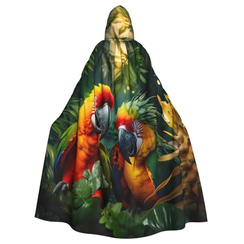 YKJJFVZ Umhang mit Kapuze und Papageien-Druck, für Erwachsene, Halloween, Hexe, Uni, Kostüm für Horror-Partys, Maskerade von YKJJFVZ